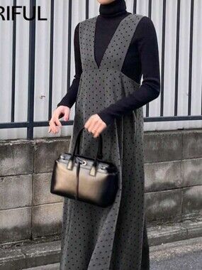 -Polka Dot Pinafore Maxi Dress Size XL The Perfect Dress Wardrobe Staple Daily
